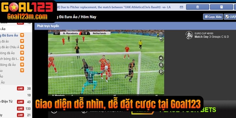 Giao diện tối ưu, dễ đặt cược Bóng Đá Ảo tại Goal123
